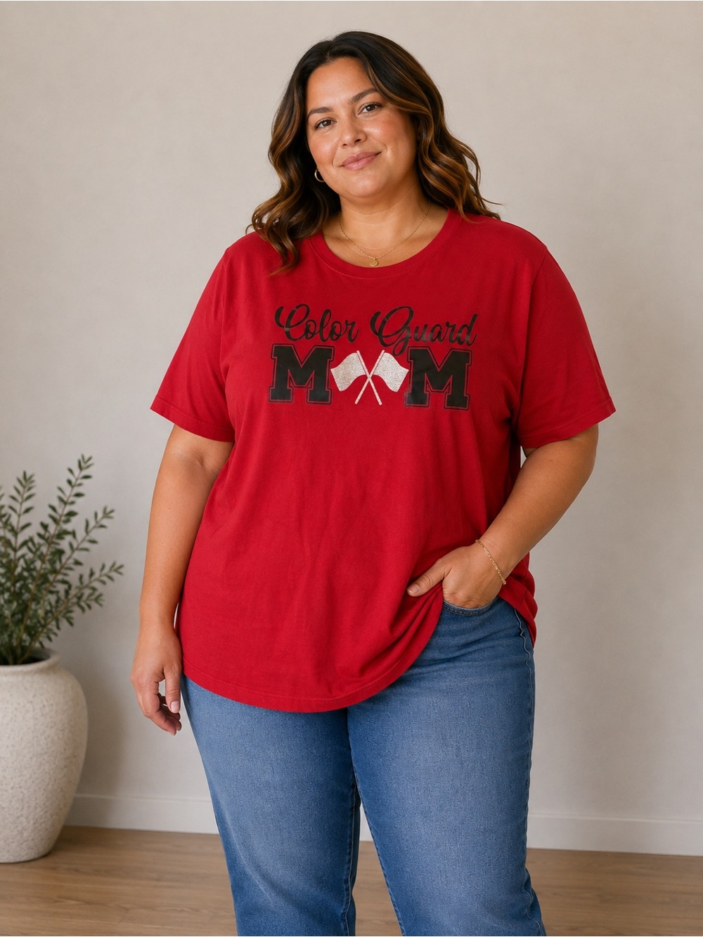 Color Guard Mom Red Graphic Tee - Unbranded